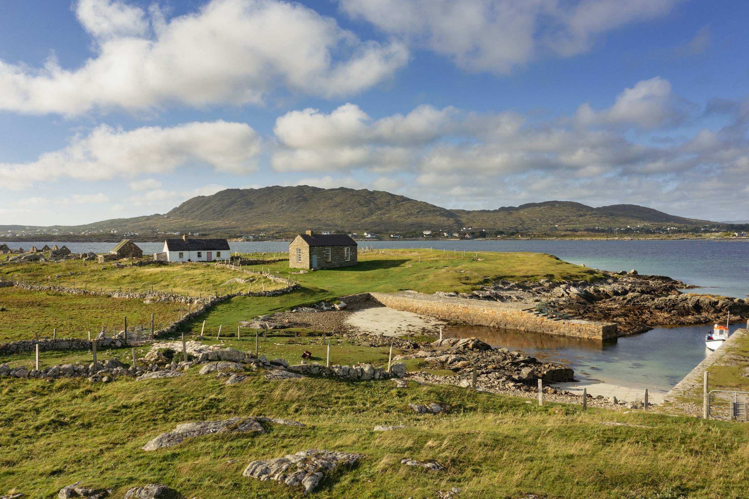 Traditional Irish coastal village and harbour